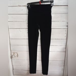 Spanx Women's Size XS Pull On Black Velvet Leggings Jeggings Wide Waistband
